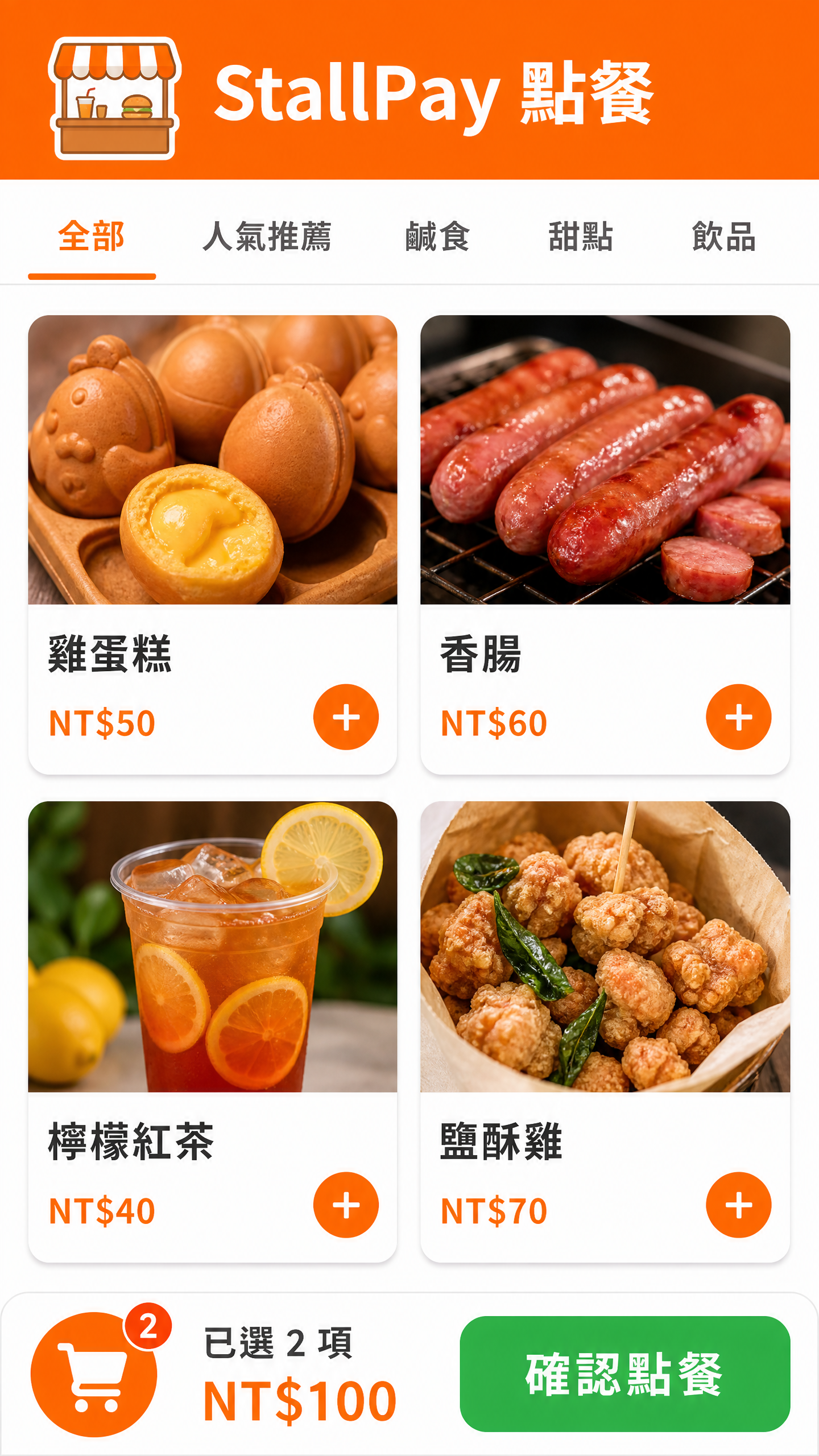 客人 LINE LIFF 點餐頁面示意圖